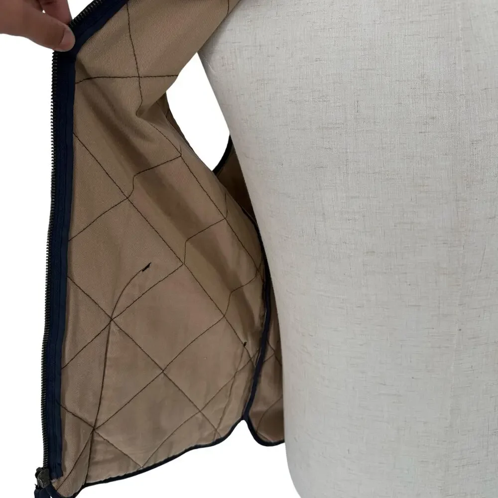 J.Crew Men's Quilted Walker Vest Navy Blue Zipper Front Size M Casual